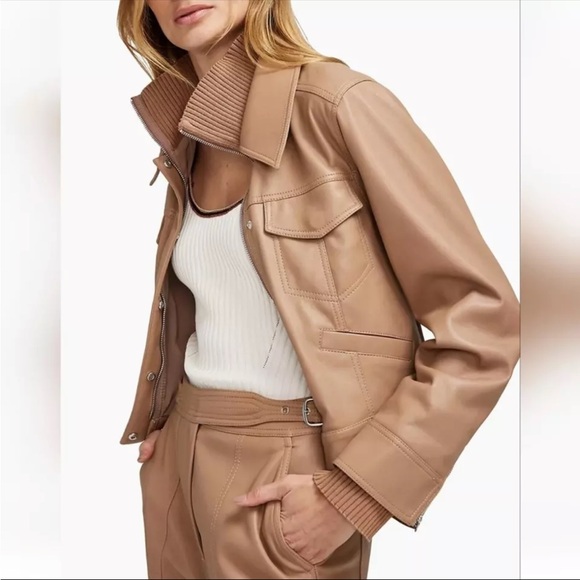 NWT$495 SIMKHAI Becka Boxy Zip-front Vegan Faux Leather Jacket Sz XL - Picture 4 of 8